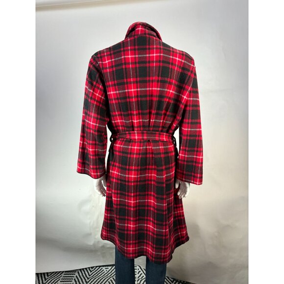 VTG 80s Fruit Of The Loom Mens Sleepwear Robe OS Red & Black Plaid 100% Polyeste - Picture 13 of 16